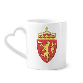 Dıythinker 340 ml Kalp Saplı Norveç Avrupa Ulusal Amblemi Kahve Seramik Kupa