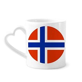 Dıythinker 340 ml Kalp Saplı Norveç Ulusal Bayrağı Avrupa Sembolü Desenli Kahve Seramik Kupa