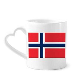 Dıythinker 340 ml Kalp Saplı Norveç Ulusal Bayrağı Avrupa Ülke Kahve Seramik Kupa