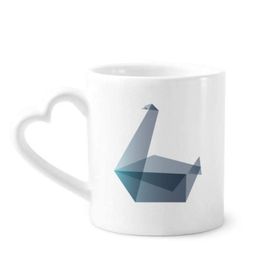 Dıythinker 340 ml Kalp Saplı Origami Soyut Kaz Geometrik Şekilli Kahve Seramik Kupa