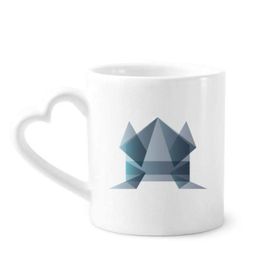 Dıythinker 340 ml Kalp Saplı Origami Soyut Kurbağa Geometrik Şekilli Kahve Seramik Kupa