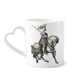 Dıythinker 340 ml Kalp Saplı Ortaçağ Şövalyeleri Avrupa Çizgi Çizim Kahve Kupaları Seramik Kupa