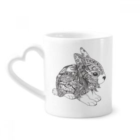 Dıythinker 340 ml Kalp Saplı Paint Rabbits Friend Company Kahve Kupaları Seramik Kupa Seramik Kupa