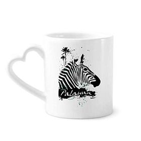 Dıythinker 340 ml Kalp Saplı Palawan Tropikal Stil Zebra Hayvan Kahve Kupaları Seramik Kupa