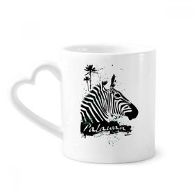 Dıythinker 340 ml Kalp Saplı Palawan Tropikal Stil Zebra Hayvan Kahve Kupaları Seramik Kupa
