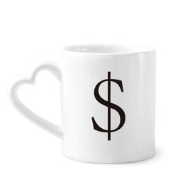 Dıythinker 340 ml Kalp Saplı Para Birimi Sembolü Amerikan Dolar Kahve Kupaları Seramik Kupa