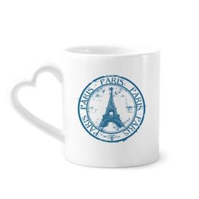 Dıythinker 340 ml Kalp Saplı Paris Fransa Eyfel Kulesi Klasik Kır Şehir Kahve Kupaları Seramik Kupa