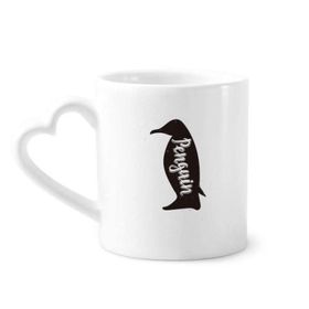 Dıythinker 340 ml Kalp Saplı Penguen Siyah ve Beyaz Hayvan Kahve Kupaları Seramik Kupa