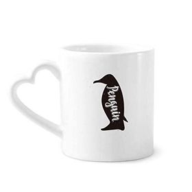 Dıythinker 340 ml Kalp Saplı Penguen Siyah ve Beyaz Hayvan Kahve Kupaları Seramik Kupa