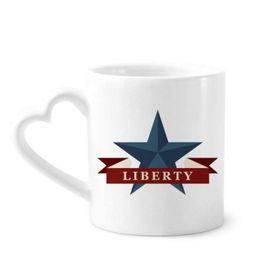 Dıythinker 340 ml Kalp Saplı Pentagram Özgürlük Sloganı Amerika Ülke Şehir Kahve Kupaları Seramik Kupa