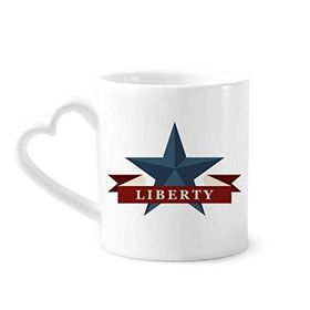 Dıythinker 340 ml Kalp Saplı Pentagram Özgürlük Sloganı Amerika Ülke Şehir Kahve Kupaları Seramik Kupa