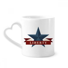 Dıythinker 340 ml Kalp Saplı Pentagram Özgürlük Sloganı Amerika Ülke Şehir Kahve Kupaları Seramik Kupa