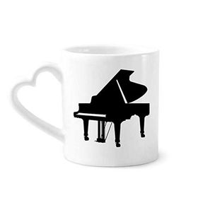 Dıythinker 340 ml Kalp Saplı Piyano Klasik Müzik Enstrüman Desenli Kahve Kupaları Seramik Kupa