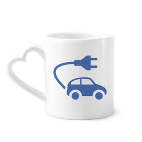 Dıythinker 340 ml Kalp Saplı Plug Enerji Araçları Çevreyi Korur Desenli Kahve Kupaları Seramik Kupa