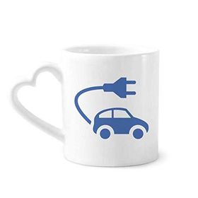Dıythinker 340 ml Kalp Saplı Plug Enerji Araçları Çevreyi Korur Desenli Kahve Kupaları Seramik Kupa