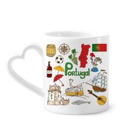 Dıythinker 340 ml Kalp Saplı Portekiz Landscap Hayvanlar Ulusal Bayrak Kahve Kupaları Seramik Kupa