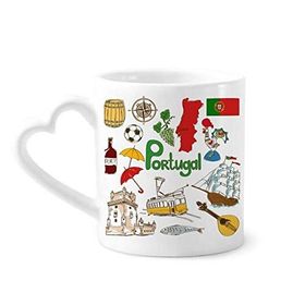 Dıythinker 340 ml Kalp Saplı Portekiz Landscap Hayvanlar Ulusal Bayrak Kahve Kupaları Seramik Kupa