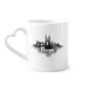 Dıythinker 340 ml Kalp Saplı Prag Çek Simgesi Mürekkep Şehir Kahve Kupaları Seramik Kupa