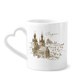 Dıythinker 340 ml Kalp Saplı Prag Meydanı Çek Cumhuriyeti Simgesi Kahve Kupaları Seramik Kupa