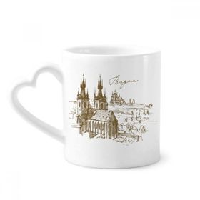 Dıythinker 340 ml Kalp Saplı Prag Meydanı Çek Cumhuriyeti Simgesi Kahve Kupaları Seramik Kupa