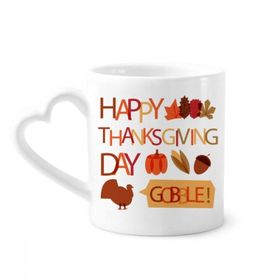 Dıythinker 340 ml Kalp Saplı Pumkin Şükran Günü Türkiye Desenli Kahve Kupaları Seramik Kupa