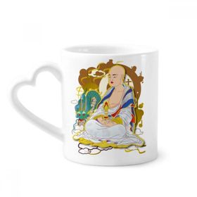 Dıythinker 340 ml Kalp Saplı Religion Budist On Sekiz Arhat Figür Kahve Kupaları Seramik Kupa
