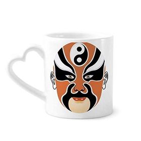 Dıythinker 340 ml Kalp Saplı Renkli Pekin Opera Maskesi Desenli Kahve Kupaları Seramik Kupa