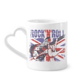 Dıythinker 340 ml Kalp Saplı Rock Gitar İngiltere İngiltere Ülke Bayrağı İngiltere Kahve Kupaları Seramik Kupa