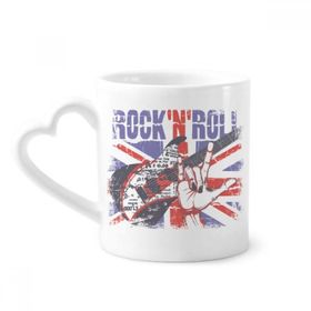Dıythinker 340 ml Kalp Saplı Rock Gitar İngiltere İngiltere Ülke Bayrağı İngiltere Kahve Kupaları Seramik Kupa