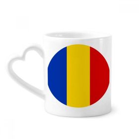 Dıythinker 340 ml Kalp Saplı Romanya Ulusal Bayrağı Avrupa Sembolü Desenli Kahve Kupaları Seramik Kupa