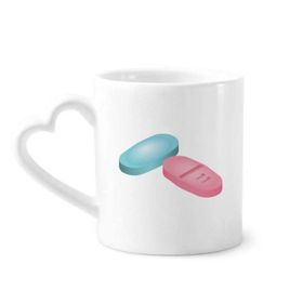 Dıythinker 340 ml Kalp Saplı Sağlık Bakım Ürünleri Hap Desenli Kahve Kupaları Seramik Kupa