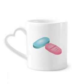 Dıythinker 340 ml Kalp Saplı Sağlık Bakım Ürünleri Hap Desenli Kahve Kupaları Seramik Kupa
