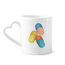 Dıythinker 340 ml Kalp Saplı Sağlık Bakım Ürünleri Kapsül Hap Desenli Kahve Kupaları Seramik Kupa