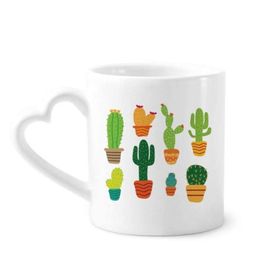 Dıythinker 340 ml Kalp Saplı Saksı Bitki Kaktüs Succulents Desenli Kahve Kupaları Seramik Kupa