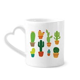 Dıythinker 340 ml Kalp Saplı Saksı Bitki Kaktüs Succulents Desenli Kahve Kupaları Seramik Kupa