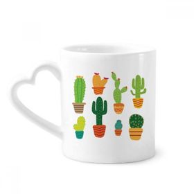 Dıythinker 340 ml Kalp Saplı Saksı Bitki Kaktüs Succulents Desenli Kahve Kupaları Seramik Kupa