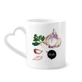 Dıythinker 340 ml Kalp Saplı Sarımsak Sebze Lezzetli Sağlıklı Suluboya Kahve Kupaları Seramik Kupa