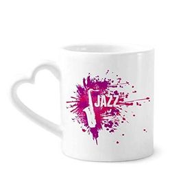 Dıythinker 340 ml Kalp Saplı Sax Jazz Müzik Kültürü Desenli Kahve Kupaları Seramik Kupa