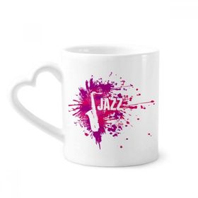 Dıythinker 340 ml Kalp Saplı Sax Jazz Müzik Kültürü Desenli Kahve Kupaları Seramik Kupa