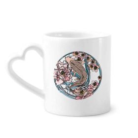 Dıythinker 340 ml Kalp Saplı Sazan Pembesi Lotus Desenli Geometri Kahve Kupaları Seramik Kupa