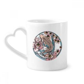 Dıythinker 340 ml Kalp Saplı Sazan Pembesi Lotus Desenli Geometri Kahve Kupaları Seramik Kupa