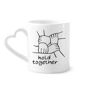 Dıythinker 340 ml Kalp Saplı Seramik Kupa Hold Together Kişiselleştirilmiş Jest Kahve Seramik Kupa