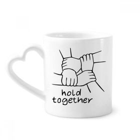 Dıythinker 340 ml Kalp Saplı Seramik Kupa Hold Together Kişiselleştirilmiş Jest Kahve Seramik Kupa