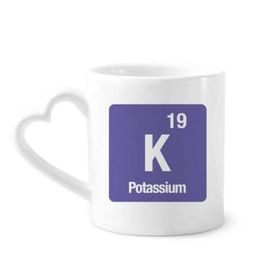 Dıythinker 340 ml Kalp Saplı Seramik Kupa K Potasyum Kimyasal Element Kimya Kahve Seramik Kupa