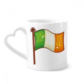 Dıythinker 340 ml Kalp Saplı Shine İrlanda Ulusal Bayrağı St.patrick Günü Kahve Kupaları Seramik Kupa