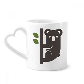 Dıythinker 340 ml Kalp Saplı Silüeti Avustralya Koala ve Okaliptlik Kahve Kupaları Seramik Kupa
