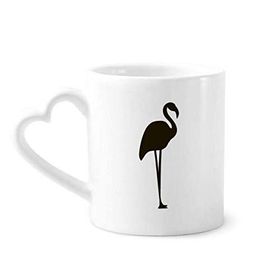 Dıythinker 340 ml Kalp Saplı Siyah Flamingo Sevimli Hayvan Portrayal Kahve Kupaları Seramik Kupa