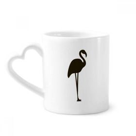 Dıythinker 340 ml Kalp Saplı Siyah Flamingo Sevimli Hayvan Portrayal Kahve Kupaları Seramik Kupa