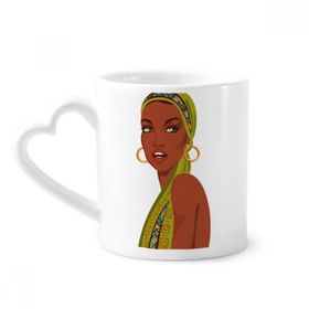Dıythinker 340 ml Kalp Saplı Siyah Kadın İllüstrasyon Afrika Seksi Aborjin Kahve Kupaları Seramik Kupa