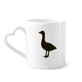 Dıythinker 340 ml Kalp Saplı Siyah Kaz Sevimli Hayvan Portrayal Kahve Kupaları Seramik Kupa